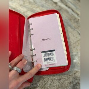 NWOT Filofax compact zip organizer in rare red color
